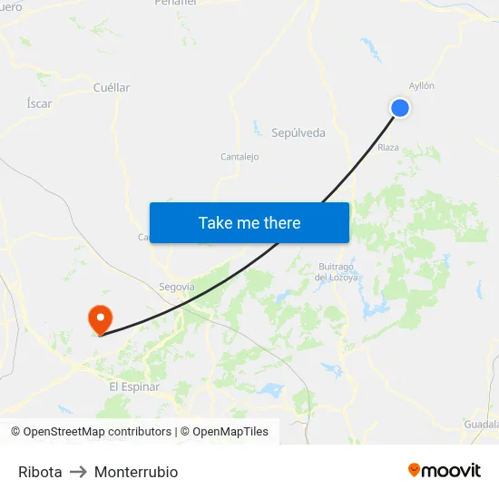 Ribota to Monterrubio map