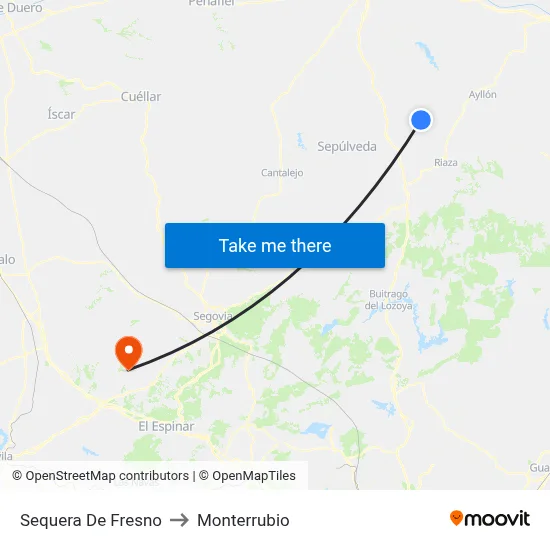 Sequera De Fresno to Monterrubio map