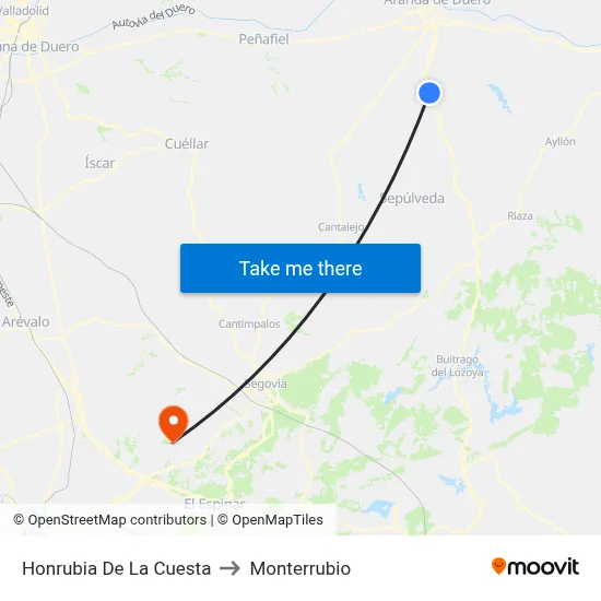 Honrubia De La Cuesta to Monterrubio map