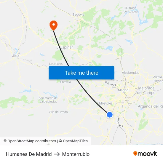 Humanes De Madrid to Monterrubio map
