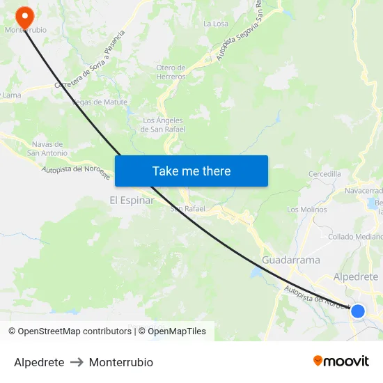 Alpedrete to Monterrubio map