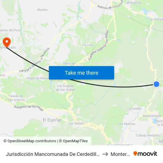 Jurisdicción Mancomunada De Cerdedilla Y Navacerrada to Monterrubio map