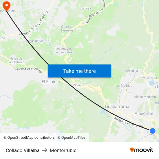 Collado Villalba to Monterrubio map