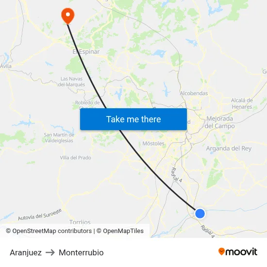 Aranjuez to Monterrubio map