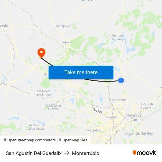 San Agustín Del Guadalix to Monterrubio map