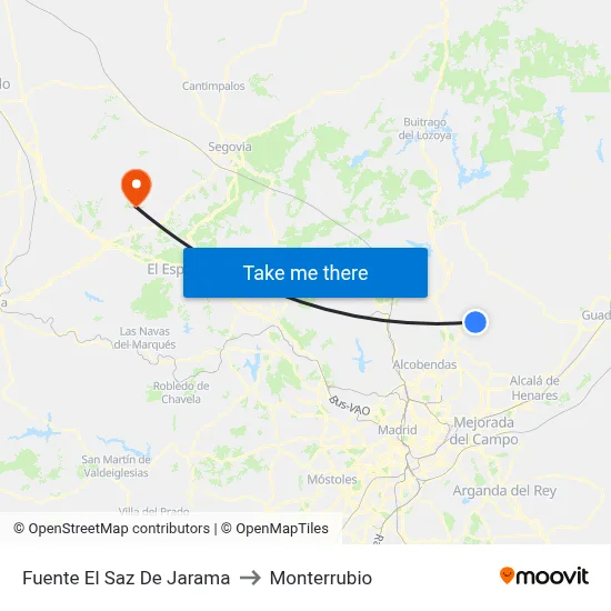 Fuente El Saz De Jarama to Monterrubio map