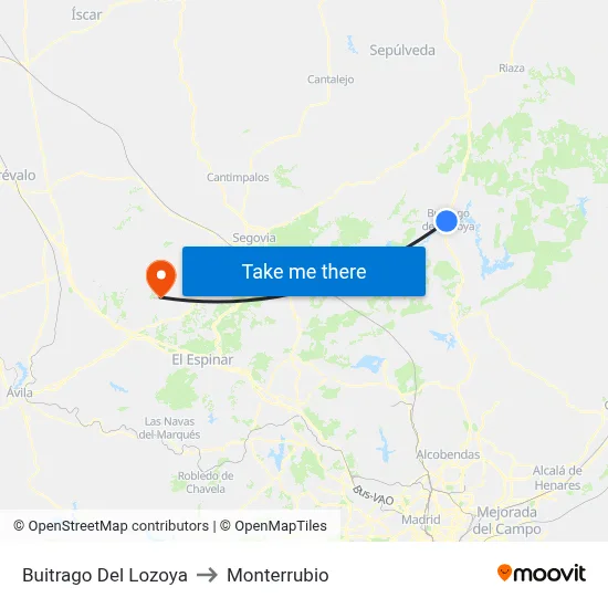 Buitrago Del Lozoya to Monterrubio map