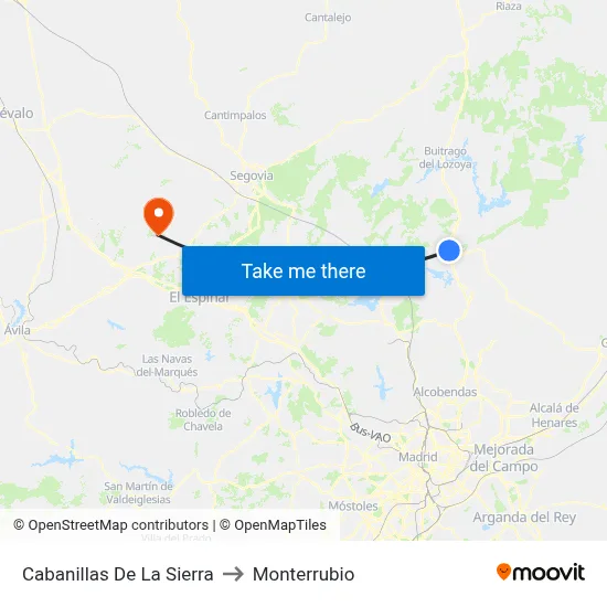Cabanillas De La Sierra to Monterrubio map