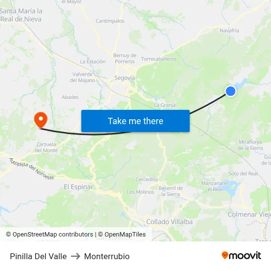 Pinilla Del Valle to Monterrubio map