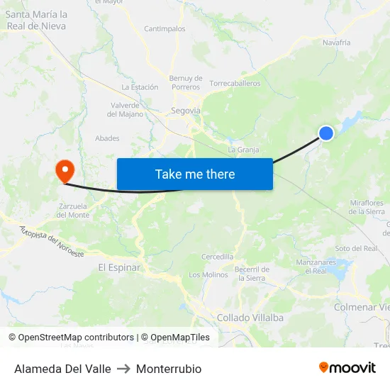Alameda Del Valle to Monterrubio map