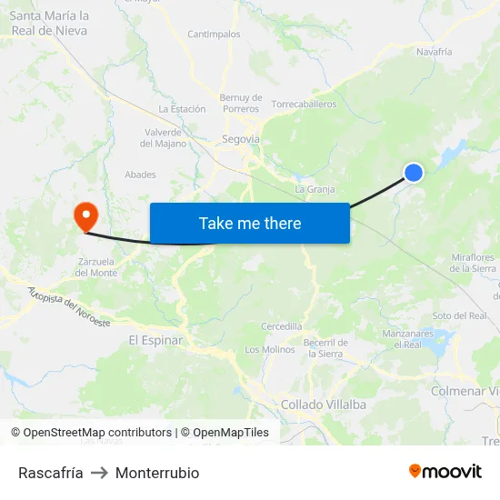 Rascafría to Monterrubio map