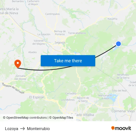 Lozoya to Monterrubio map