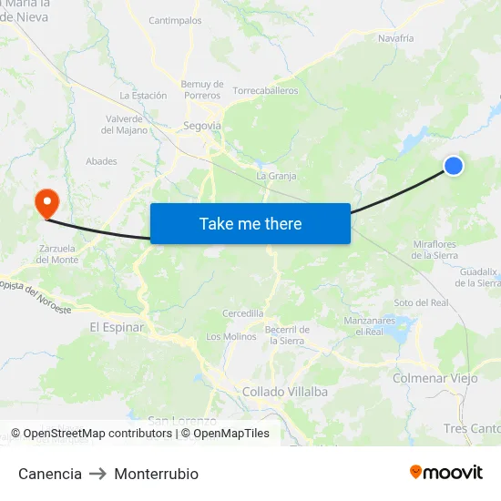 Canencia to Monterrubio map