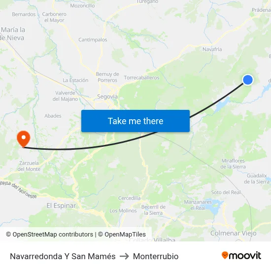 Navarredonda Y San Mamés to Monterrubio map