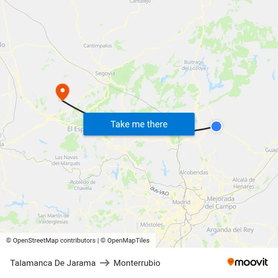 Talamanca De Jarama to Monterrubio map
