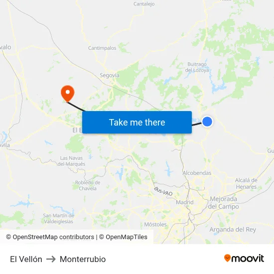 El Vellón to Monterrubio map