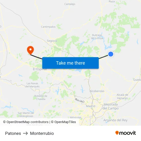 Patones to Monterrubio map