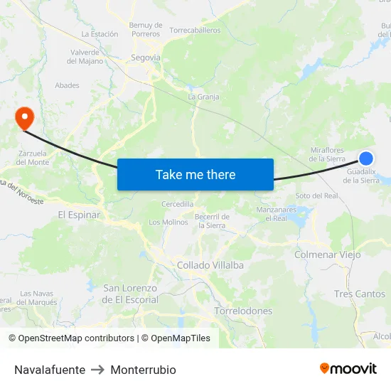 Navalafuente to Monterrubio map