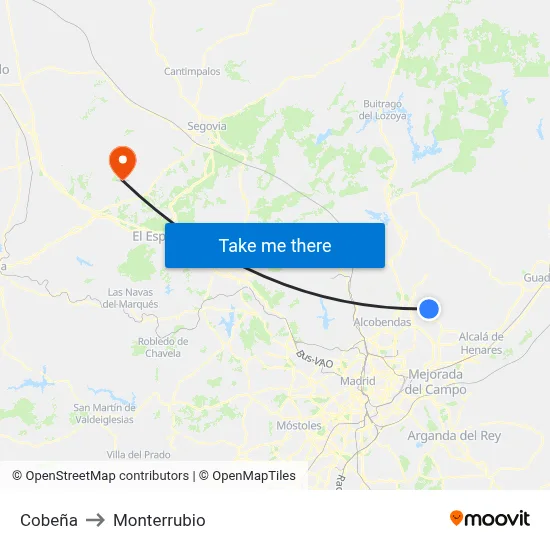 Cobeña to Monterrubio map