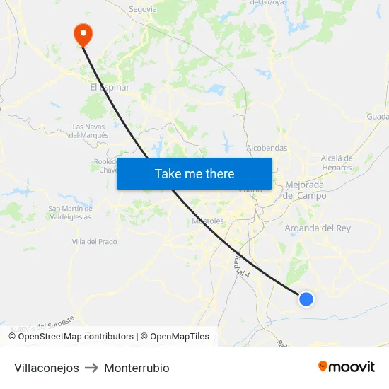 Villaconejos to Monterrubio map