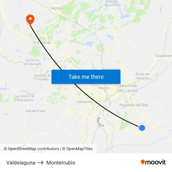Valdelaguna to Monterrubio map