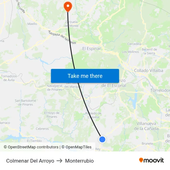 Colmenar Del Arroyo to Monterrubio map