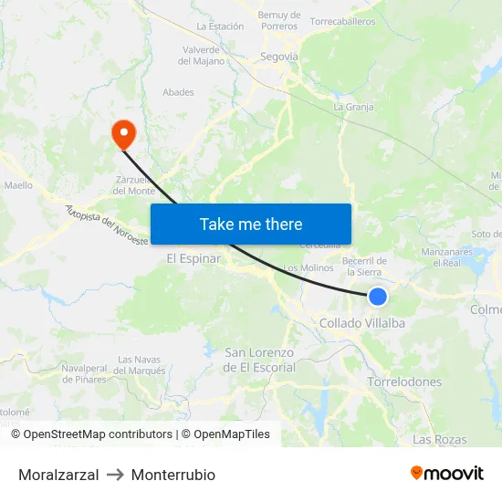 Moralzarzal to Monterrubio map