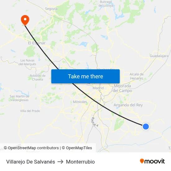 Villarejo De Salvanés to Monterrubio map