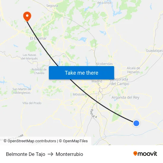 Belmonte De Tajo to Monterrubio map