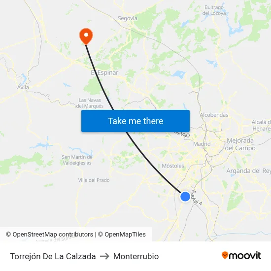 Torrejón De La Calzada to Monterrubio map