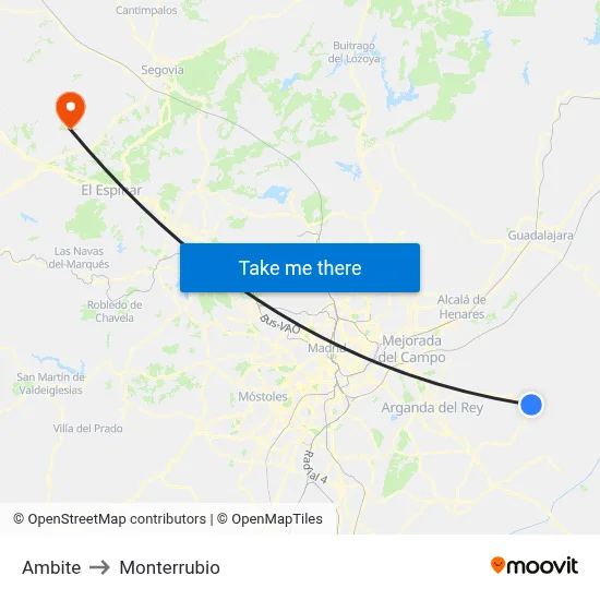 Ambite to Monterrubio map