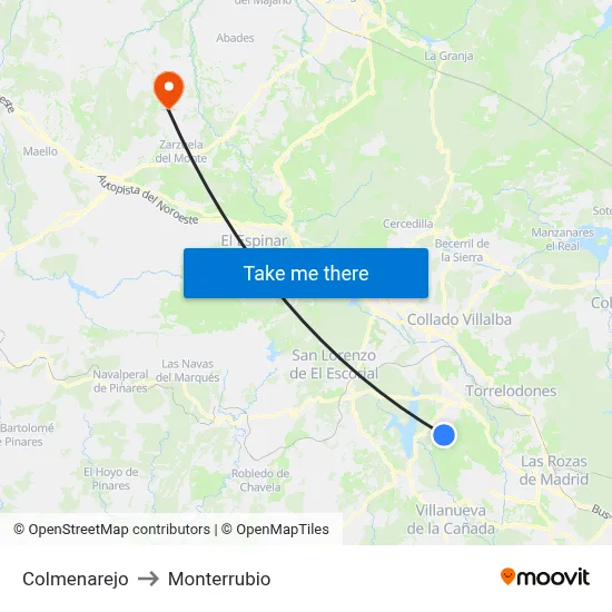 Colmenarejo to Monterrubio map