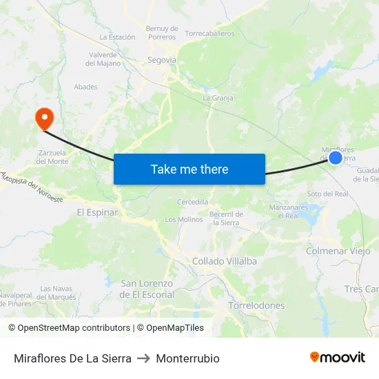 Miraflores De La Sierra to Monterrubio map