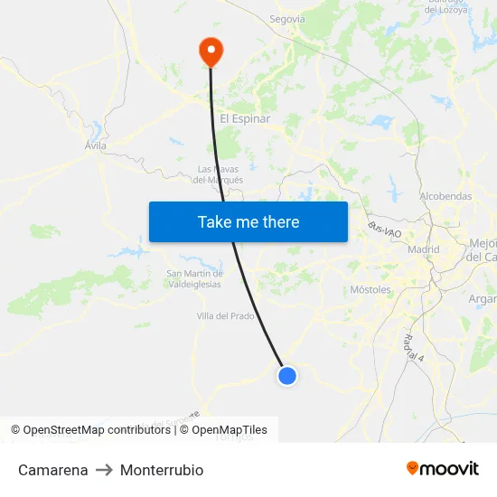 Camarena to Monterrubio map