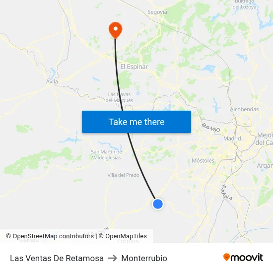 Las Ventas De Retamosa to Monterrubio map