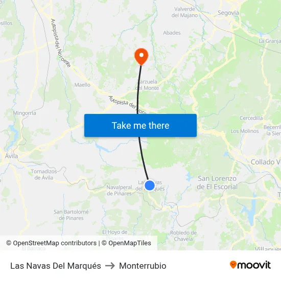 Las Navas Del Marqués to Monterrubio map
