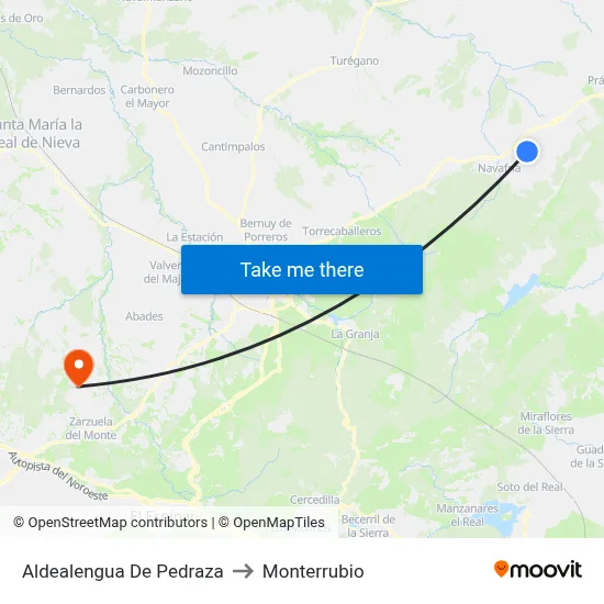 Aldealengua De Pedraza to Monterrubio map