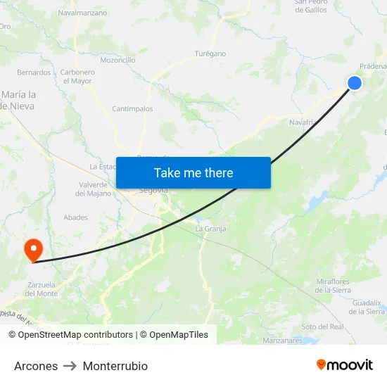 Arcones to Monterrubio map