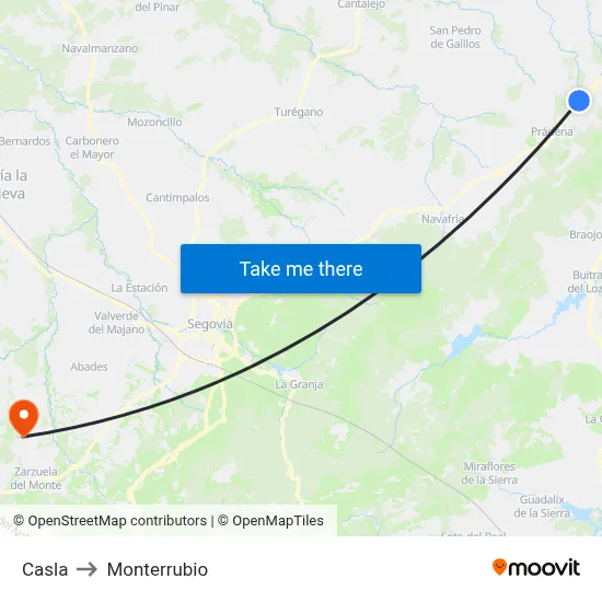 Casla to Monterrubio map