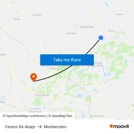 Cerezo De Abajo to Monterrubio map
