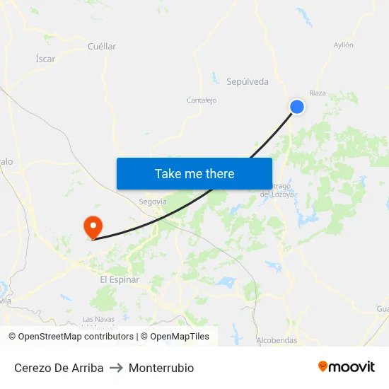Cerezo De Arriba to Monterrubio map