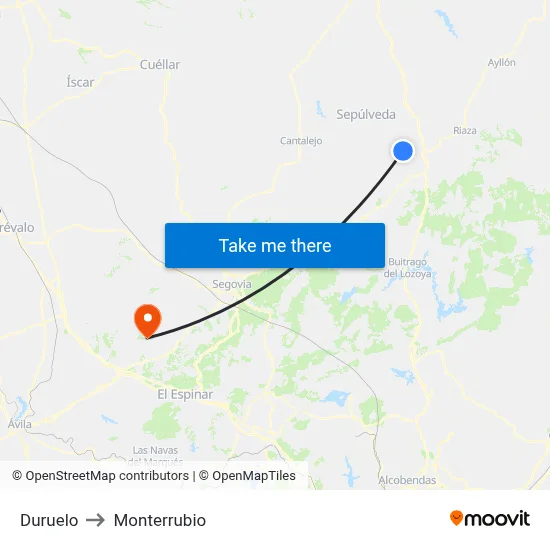 Duruelo to Monterrubio map