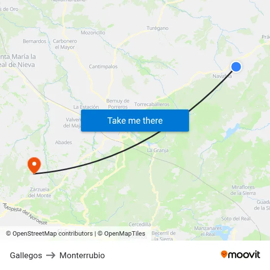 Gallegos to Monterrubio map