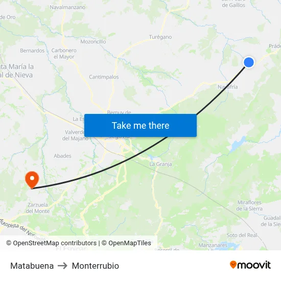 Matabuena to Monterrubio map