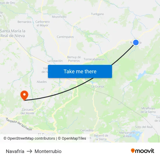 Navafría to Monterrubio map