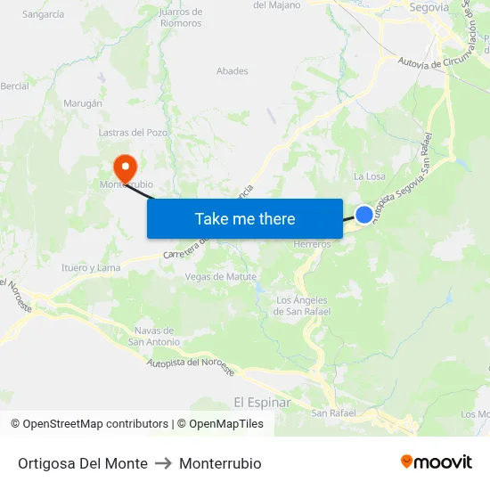 Ortigosa Del Monte to Monterrubio map