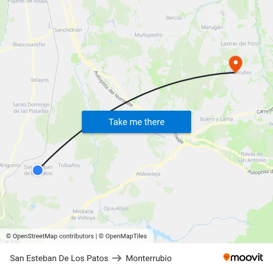 San Esteban De Los Patos to Monterrubio map