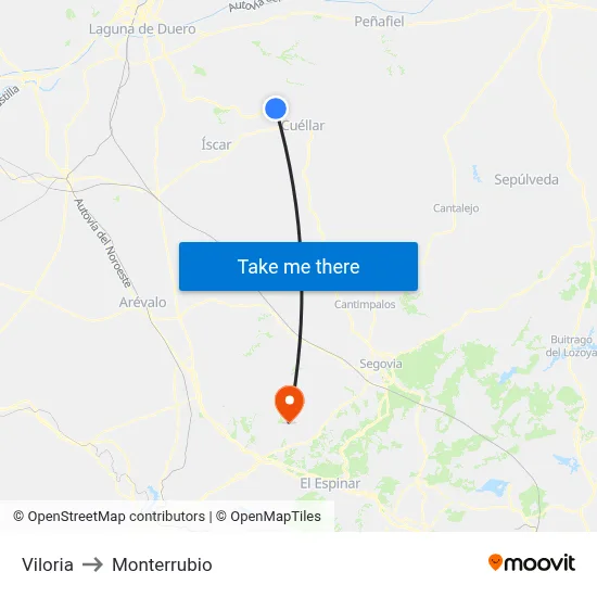 Viloria to Monterrubio map