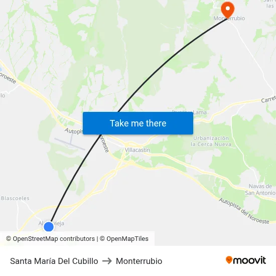 Santa María Del Cubillo to Monterrubio map