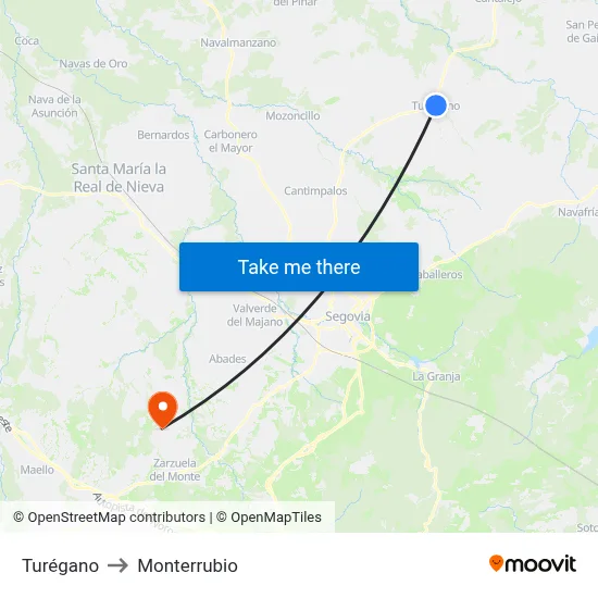 Turégano to Monterrubio map